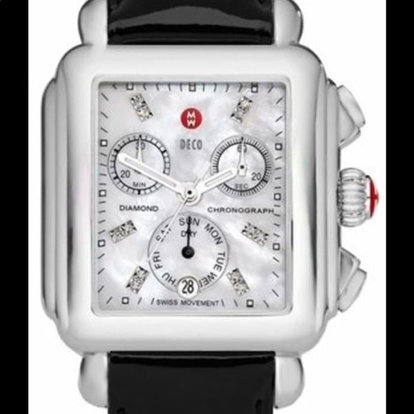 Michele Watch with Black Patent Band (no diamonds) - Picture 9 of 15